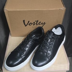 Vostey Men's Classic Black Sneakers with White Sole